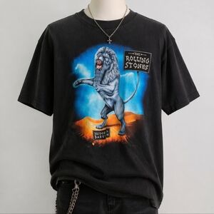 VINTAGE ROLLING STONES Bridges To Babylon 1997 Anvil Black Cotton T-Shirt Xl